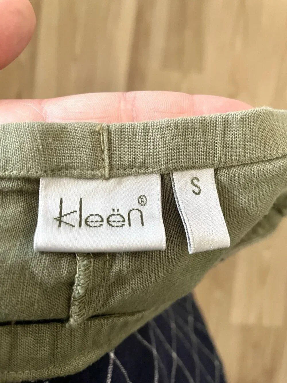 KLEEN 100% Linen Midi Skirt Coastal Minimalist Olive Green Breathable size Small